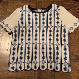 Shoshanna Blue and White Short Sleeve Top